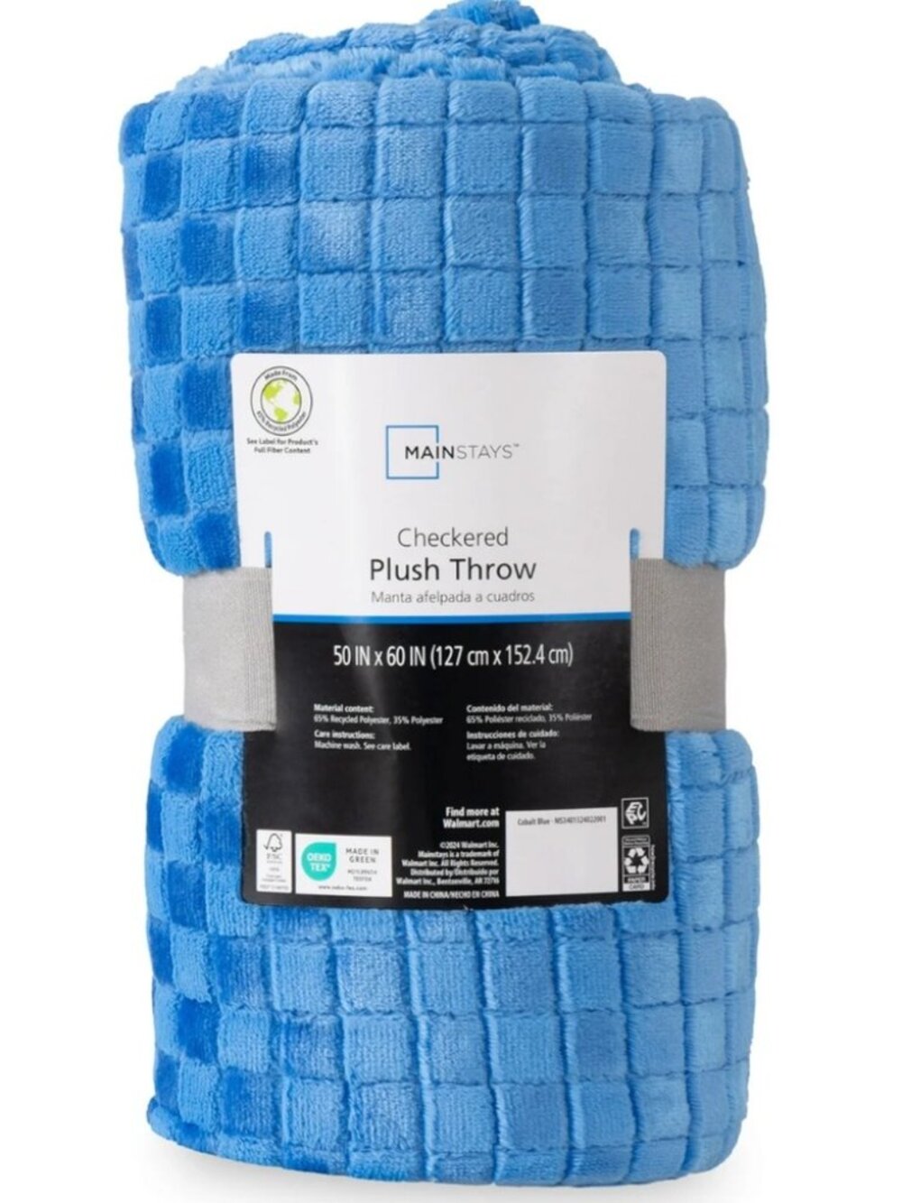 Cozy Plush Throw Blanket 50"x60"-Lucious Shades of Checkered Blues by MainStays